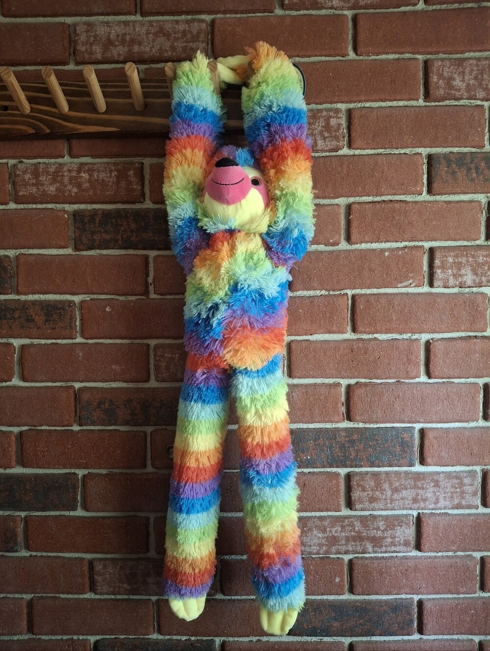 Rainbow Plush Hanging Sloth - Colorful Multicolor Plush Toy